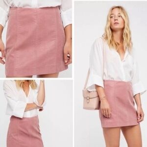 Free People Pressed Flowers Short Skirt Rose Pink Vegan Suede Size 4 NWT